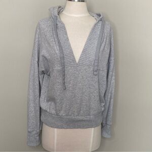 Offline by Aerie Weekend Ribbed Trim Hoodie in Gray, XS